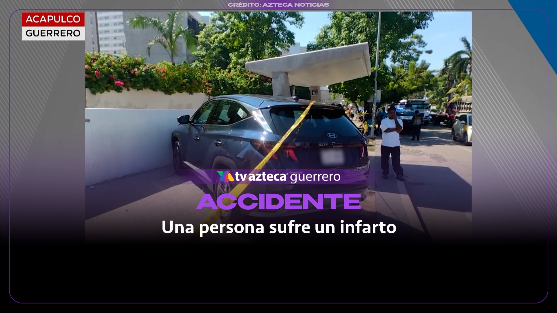 Conductor sufre preinfarto y choca contra la barda de un hotel en la Costera Miguel Alemán